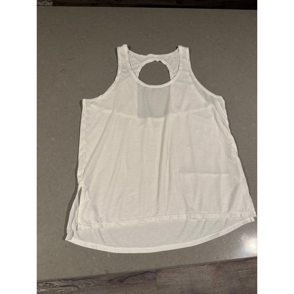 Athleta Hi-Low Flowy Tank Top Women's Size small  White no underneath bra‎